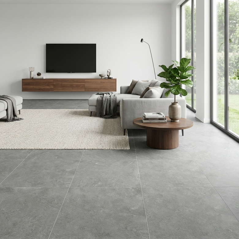 Carrelage sol effet pierre Maddalena anthracite 120x120 cm
