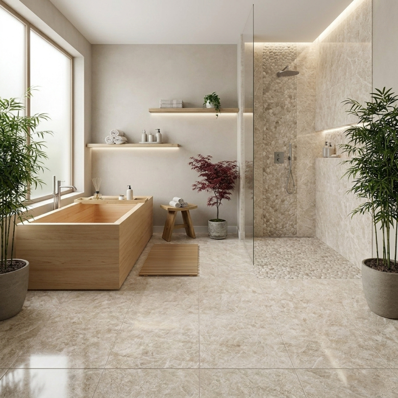 Carrelage sol poli effet marbre Joali blanc grisé 30*60 cm