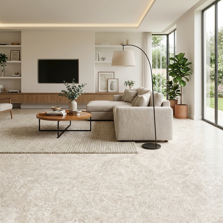 Carrelage sol effet marbre Joali blanc grisé mat 60x120 cm