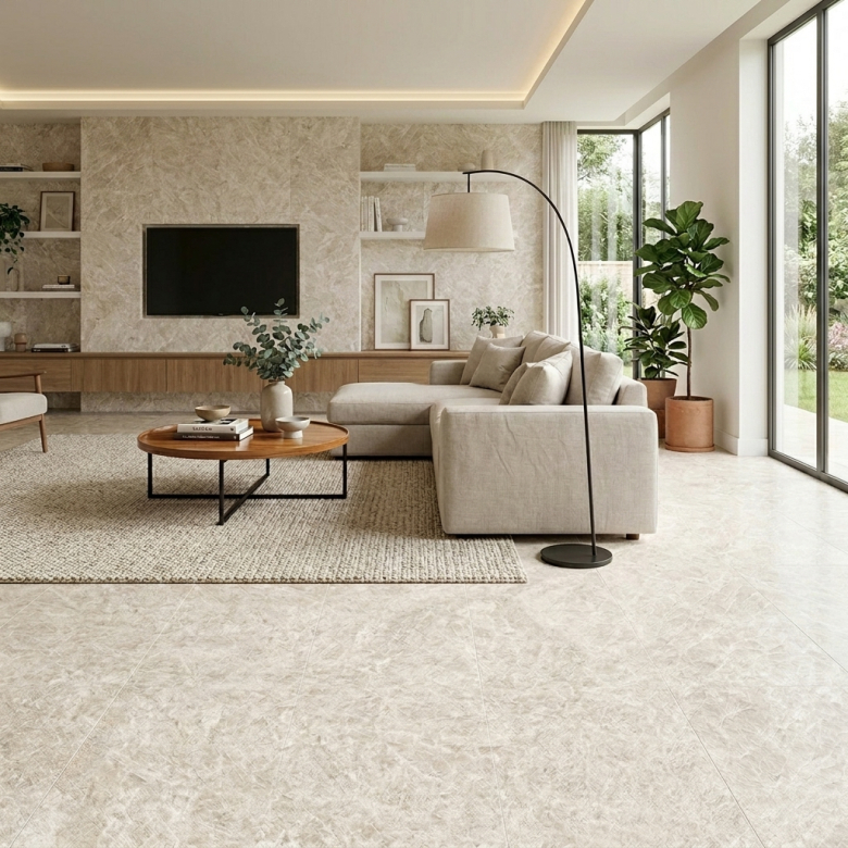 Carrelage sol effet marbre Joali blanc grisé mat 60x120 cm