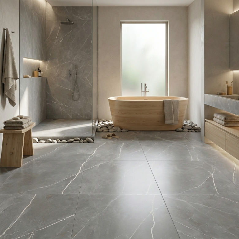 Carrelage sol effet marbre Joali argent mat 120x120 cm