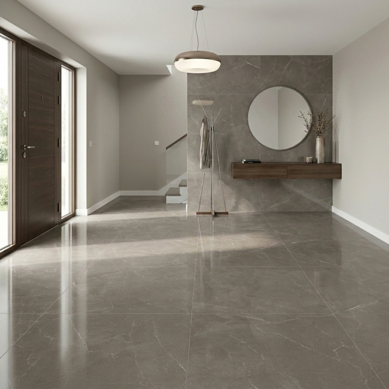 Carrelage sol poli effet marbre Joali taupe 120*120 cm
