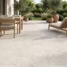 Carrelage sol extérieur effet pierreMaddalena blanc grisé R11 60x60 cm