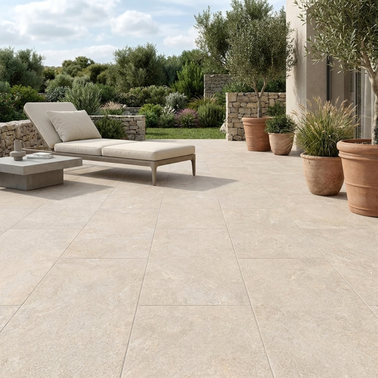 Carrelage sol extérieur effet pierre Maddalena beige R11 60*120 cm