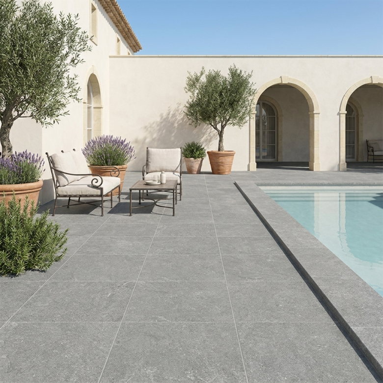 Carrelage sol extérieur effet pierre Maddalena anthracite R11 60x60 cm