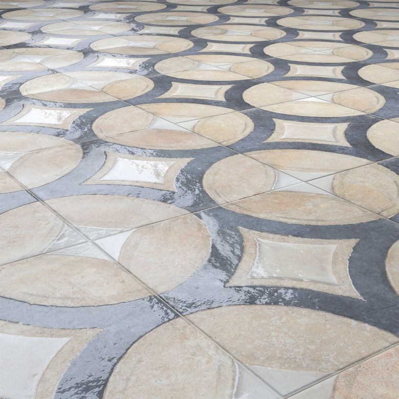 Carrelage sol effet carreaux de ciment Talamanca Décor blanc 2020 cm