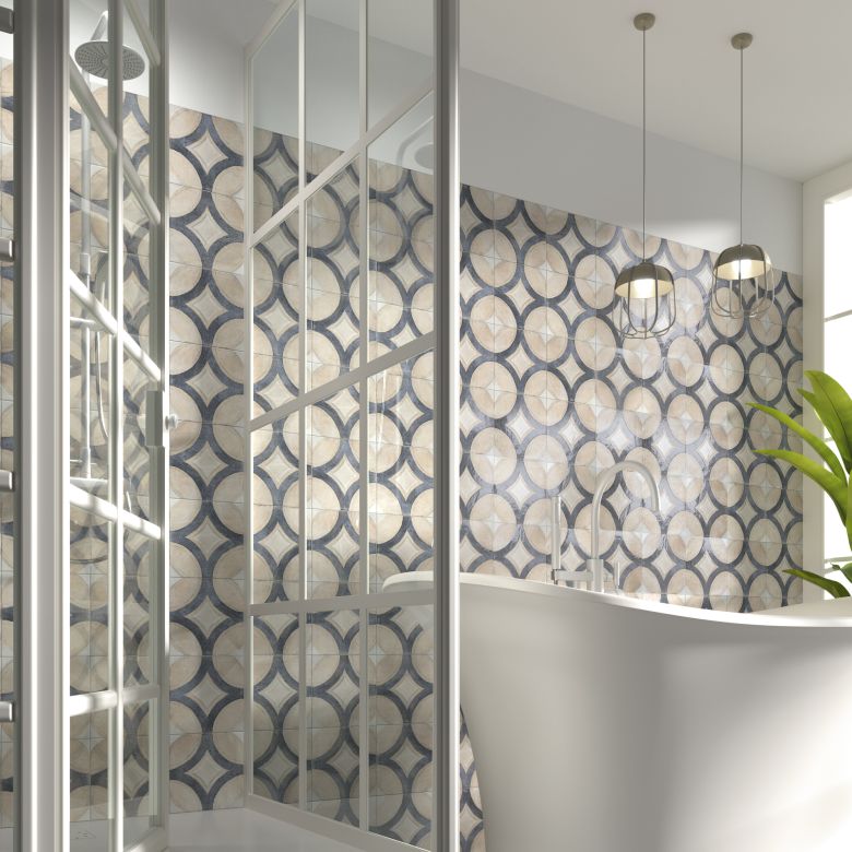 Carrelage sol effet carreaux de ciment Talamanca Décor blanc 2020 cm
