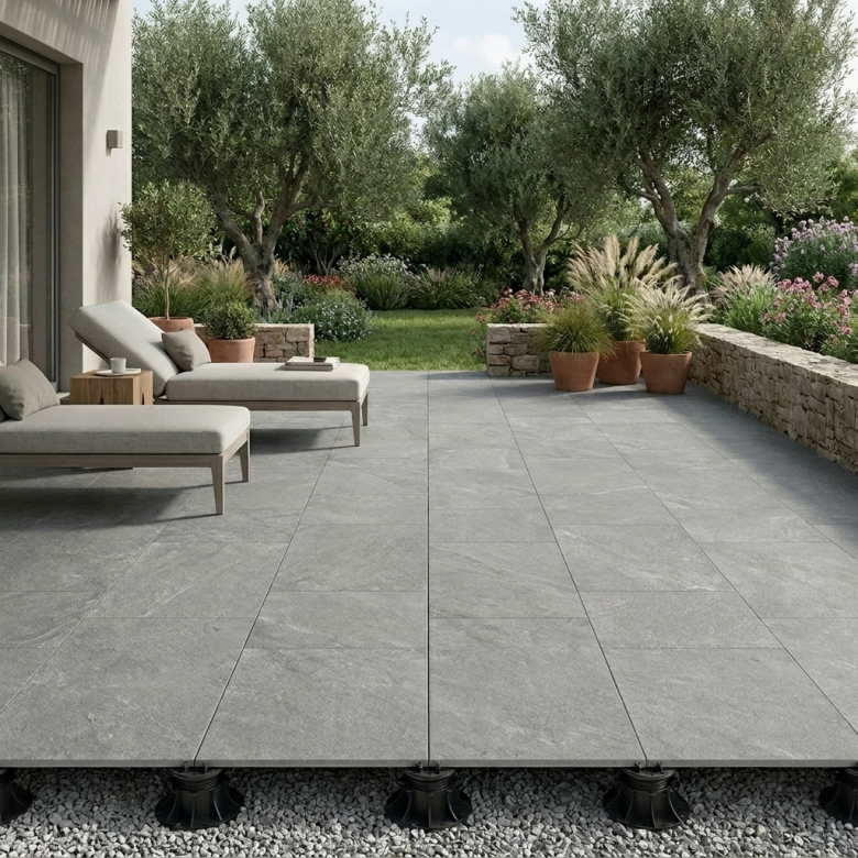 Dalle extérieur effet pierre Maddalena 2.0 anthracite 60x120 cm