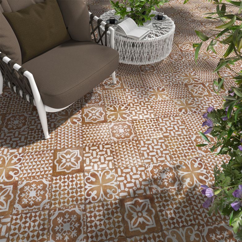 Carrelage sol effet carreaux de ciment Talamanca Kasma mix naturel 2020 cm