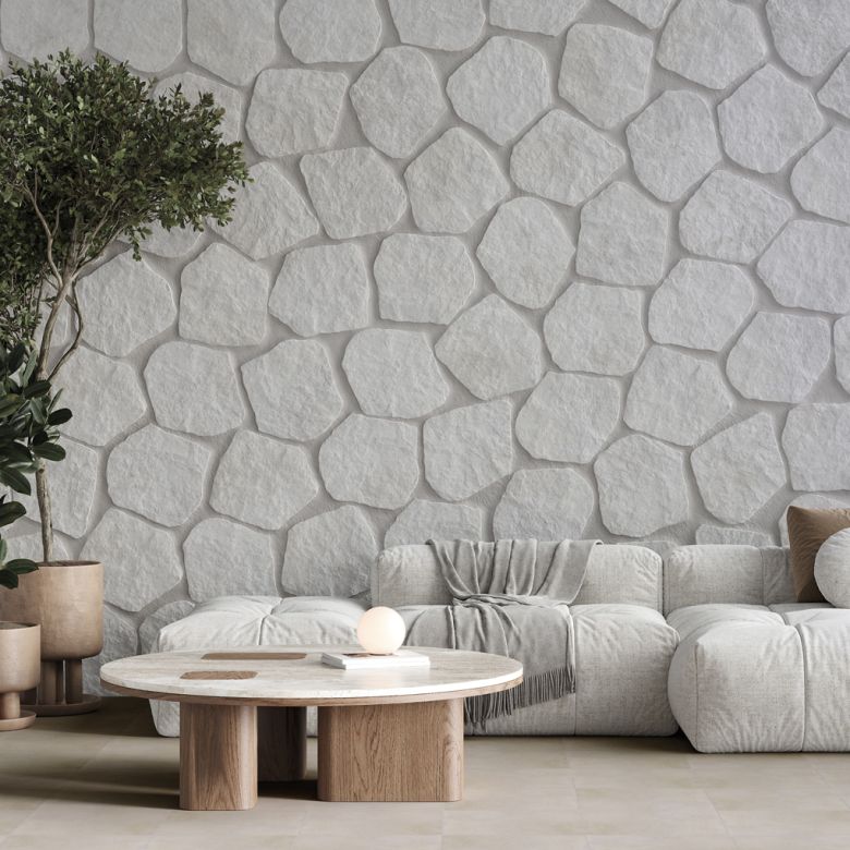 Carrelage sol extérieur effet pierre Caldana blanc grisé R11 28,5x33 cm