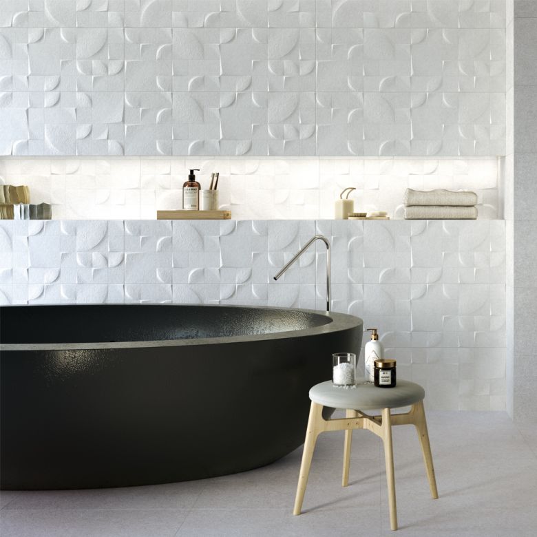 Carrelage mur Décor Alfabia blanc glacier30x90 cm