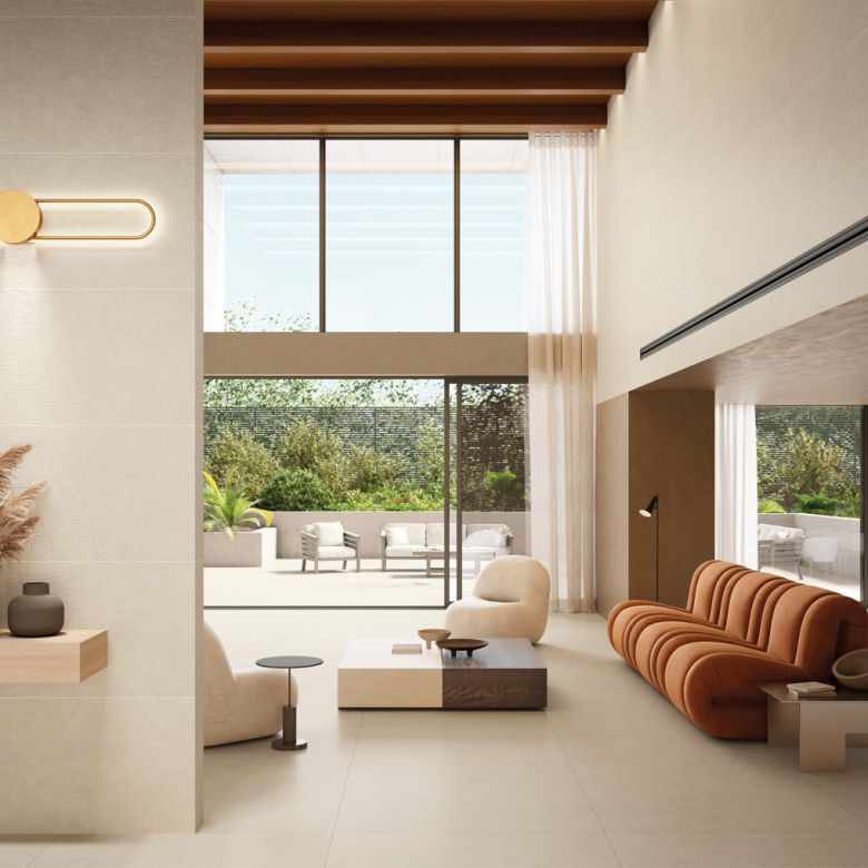 Carrelage sol effet pierre naturelle Sassolini beige 100x100 cm