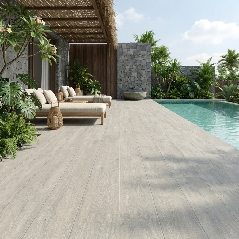 Dalle extérieur effet bois Upala naturel 2.0 R11 40x120 cm