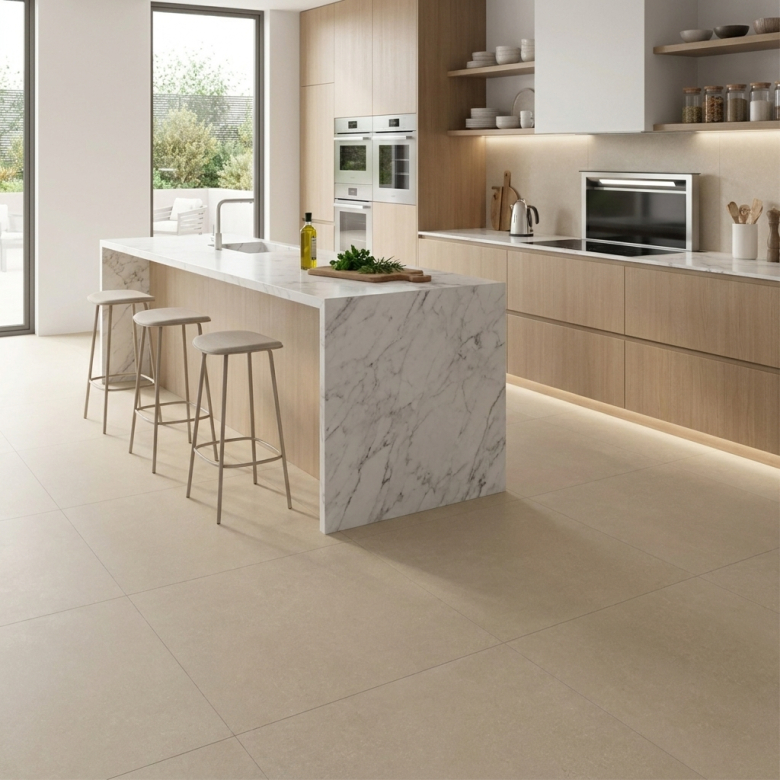 Carrelage sol effet pierre naturelle Sassolini beige 60x60 cm