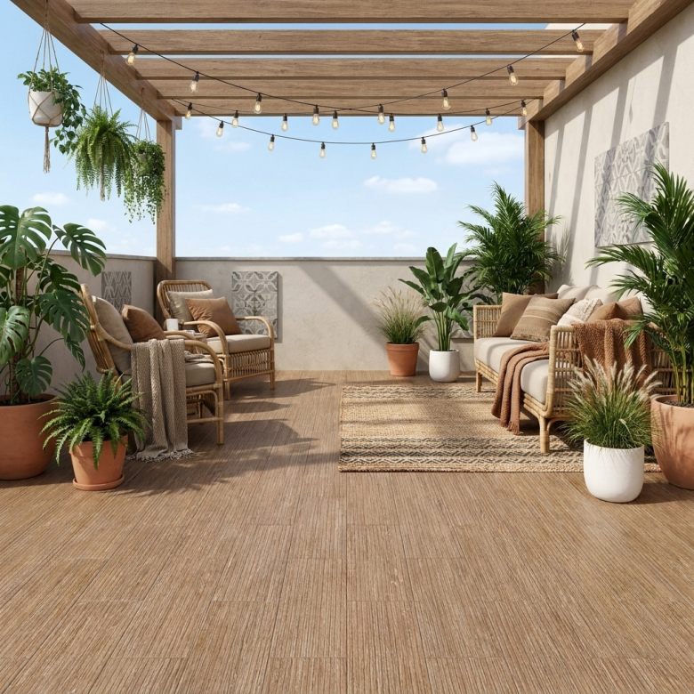 Carrelage sol extérieur effet bois Marino Roble 40,8x66,2 cm R11