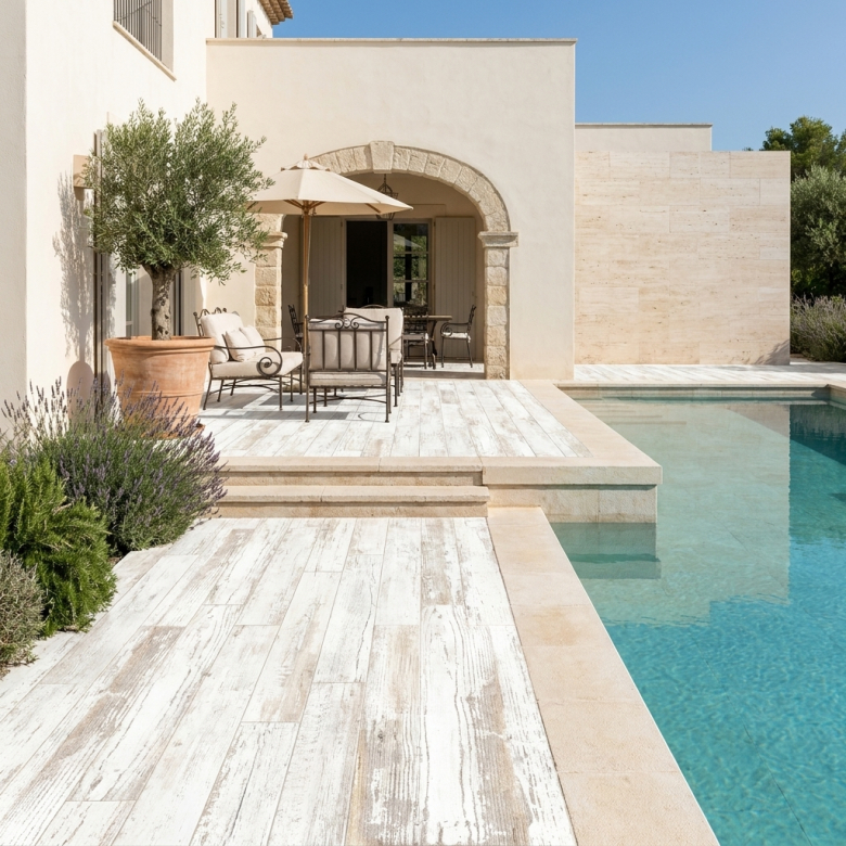 Carrelage sol extérieur effet bois Malaga blanco R11 20x66,2 cm