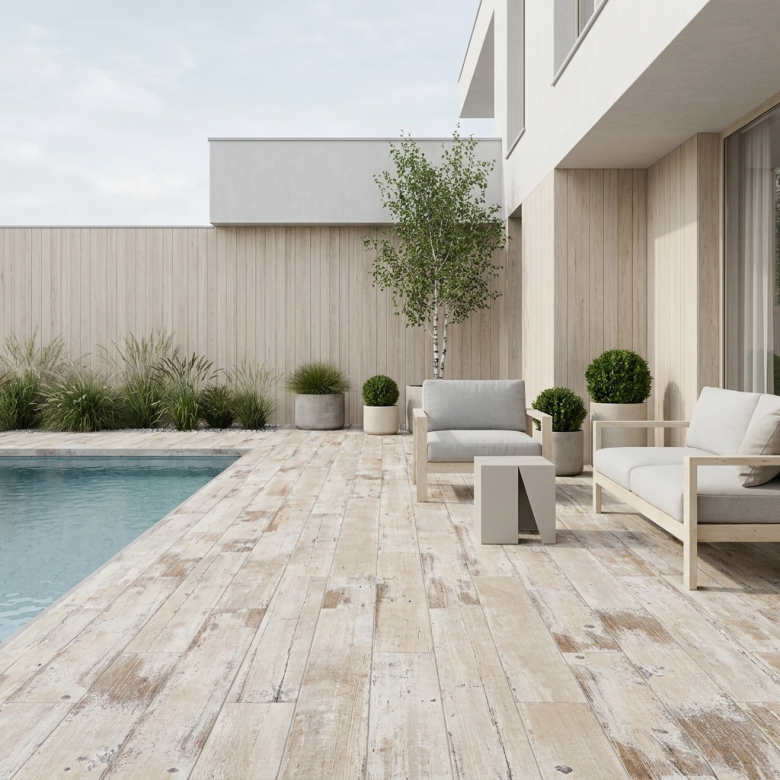 Carrelage sol extérieur effet bois Malaga miel R11 20x66,2 cm