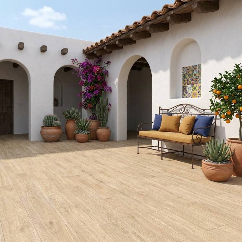 Carrelage sol extérieur effet bois Bosquet naturel R11 20x120 cm