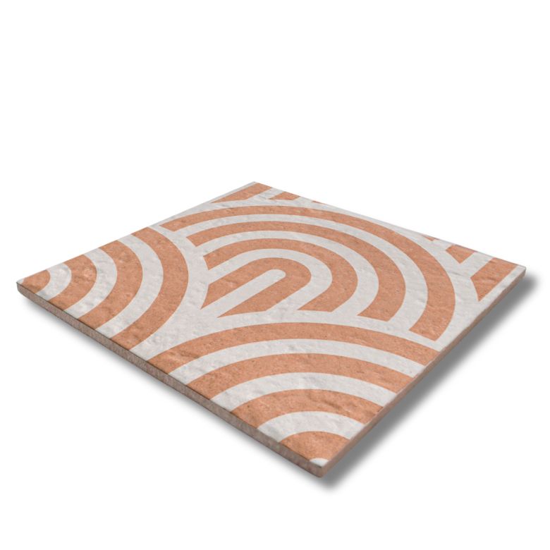 Carrelage sol effet carreaux de ciment Dalí décor terre arc de cercle 20x20 cm