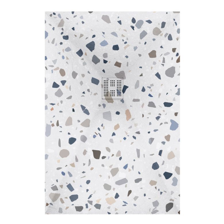 Receveur Terrazzo blanc Ardoise relief antidérapant 