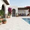 Carrelage sol extérieur effet travertin Tivoli blanc R11 100x100 cm
