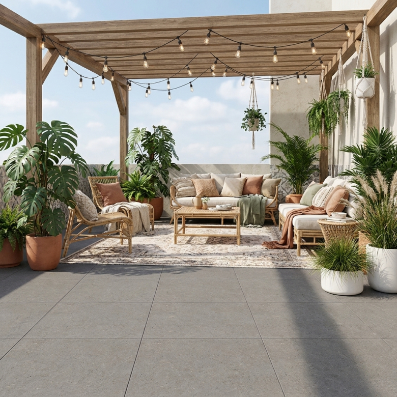Carrelage sol extérieur effet pierre Turin gris R11 60X60 cm