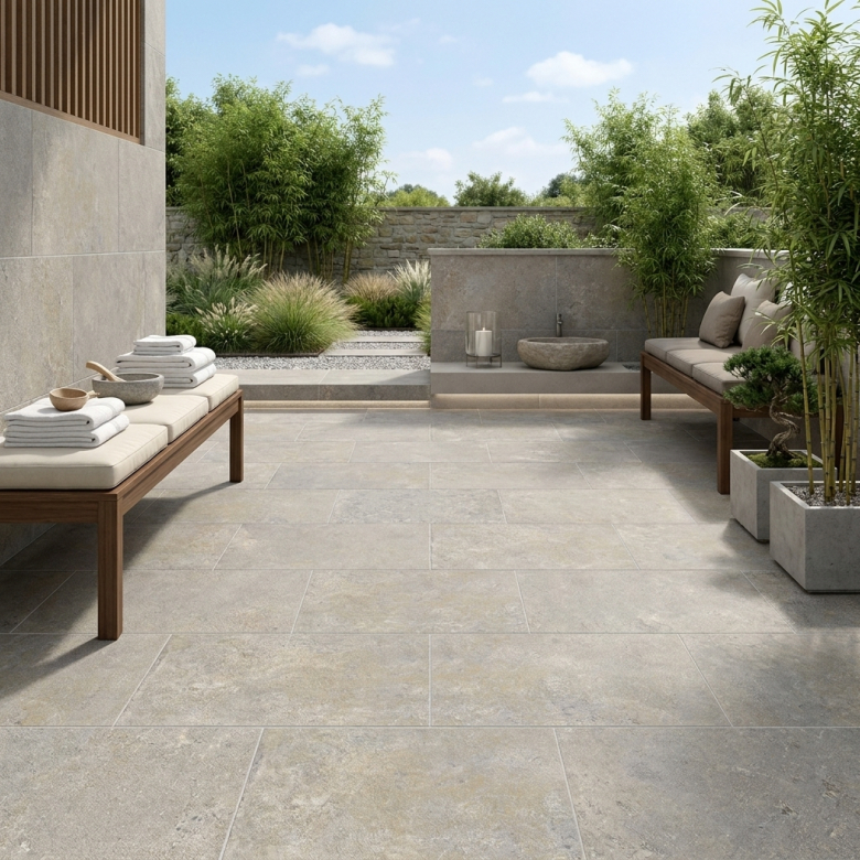 Carrelage sol extérieur effet pierre Arezzo gris R11 30x60cm