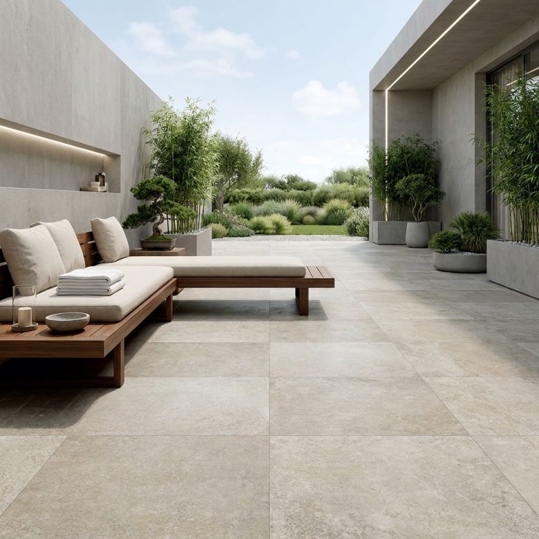 Carrelage sol extérieur effet pierre Arezzo taupe R11 60x60 cm