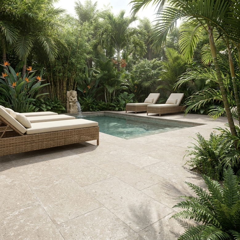 Carrelage sol extérieur effet pierre Alta beige R12 45x65 cm