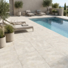 Carrelage sol extérieur effet pierre travertin Noci blanc R11 30x30 cm