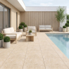 Carrelage sol extérieur effet pierre travertin Pianosa beige R10 90x90 cm