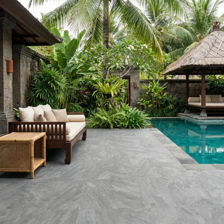 Carrelage sol extérieur effet pierre Bocca di l'oro gris R11 30x60cm