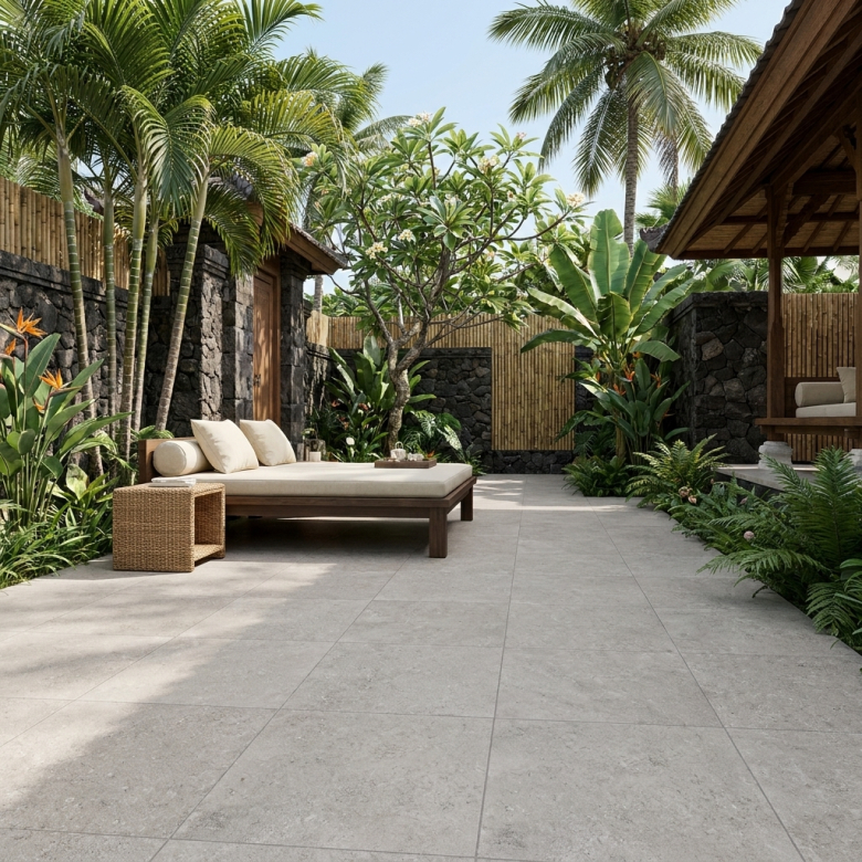 Carrelage sol extérieur effet pierre Ellora gris R10 100*100 cm