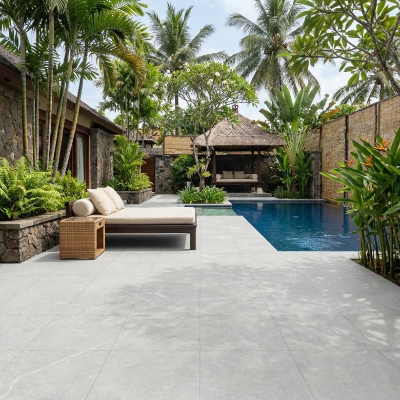 Carrelage sol extérieur effet pierre Perle white R11 60x60 cm