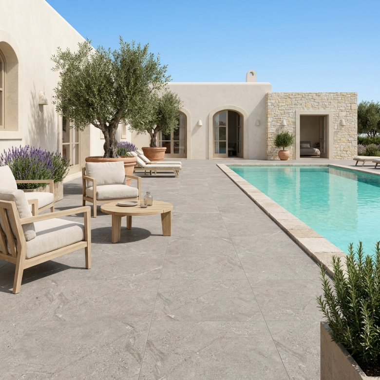  Carrelage sol extérieur effet pierre Toscana gris R11 60x60 cm - Réflex Boutique