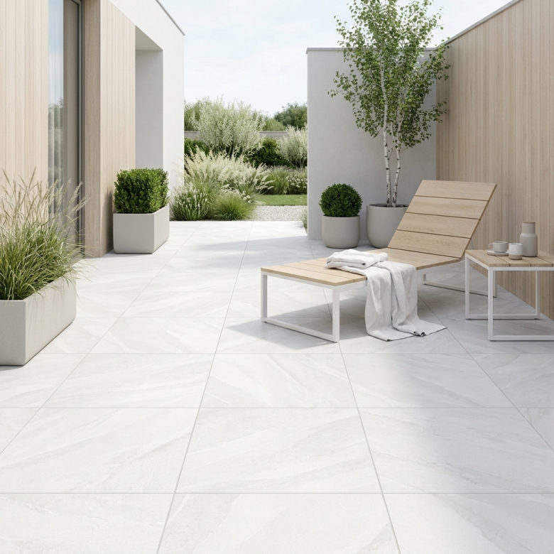 Carrelage sol extérieur effet pierre Rock leucos R11 60x60 cm