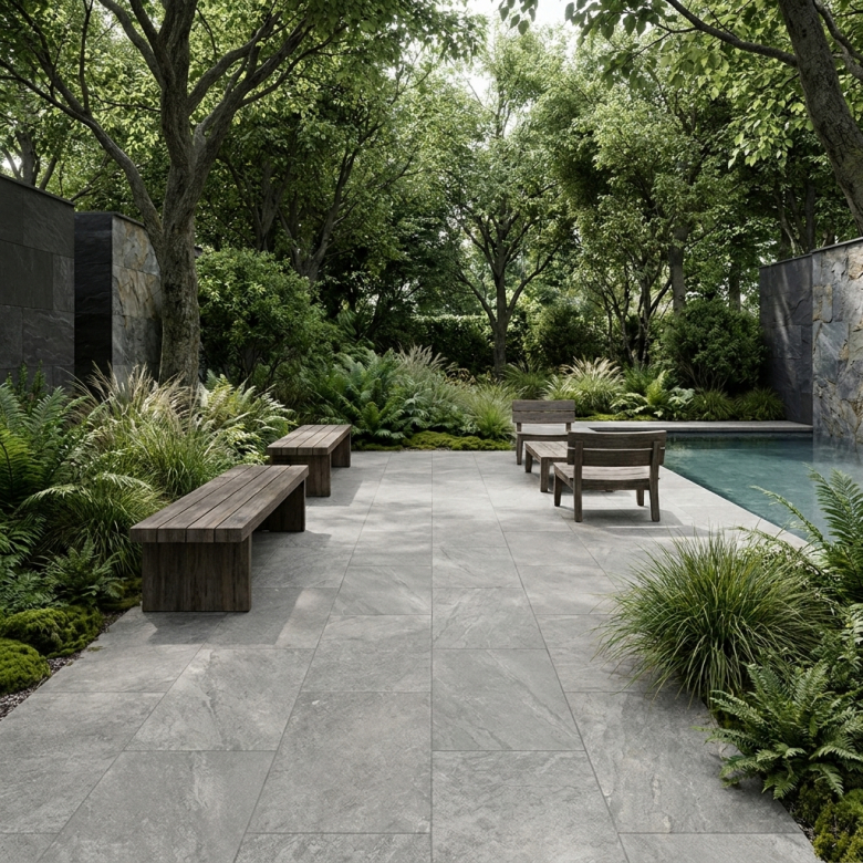 Carrelage sol extérieur effet pierre Valca gris R11 60x120 cm