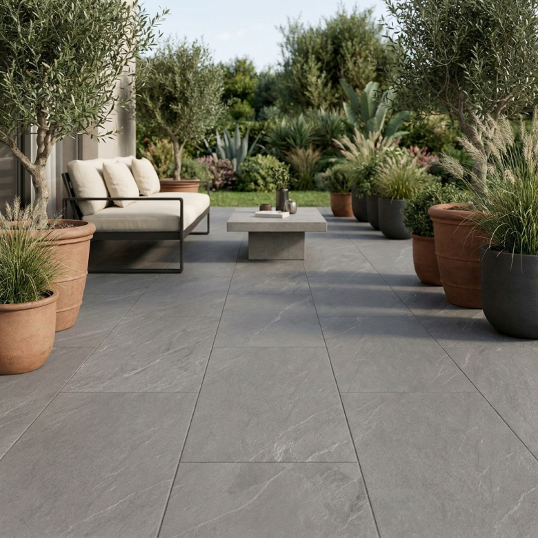 Carrelage sol extérieur effet pierre Roma cenere R11 60x120 cm