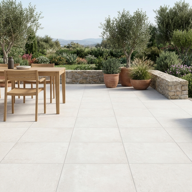 Carrelage sol extérieur moderne Boston blanco R10 45x45 cm