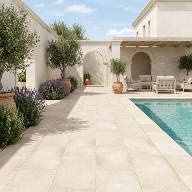 Carrelage sol extérieur moderne Boston crema R10 60x120 cm