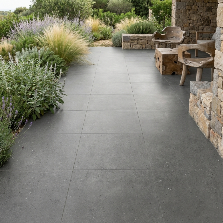 Carrelage sol extérieur moderne Gravi graphite R11 60x60 cm