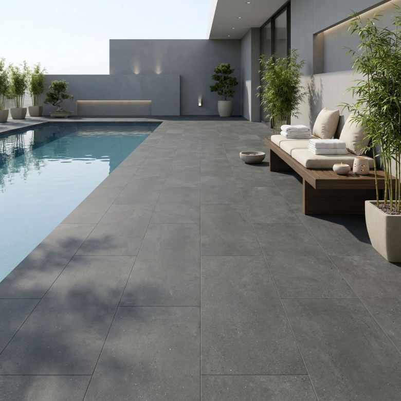 Carrelage sol extérieur moderne Gravi graphite R11 60x120 cm