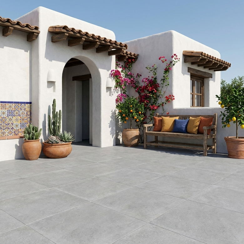 Carrelage sol extérieur effet pierre Link Perle R11 90x90 cm