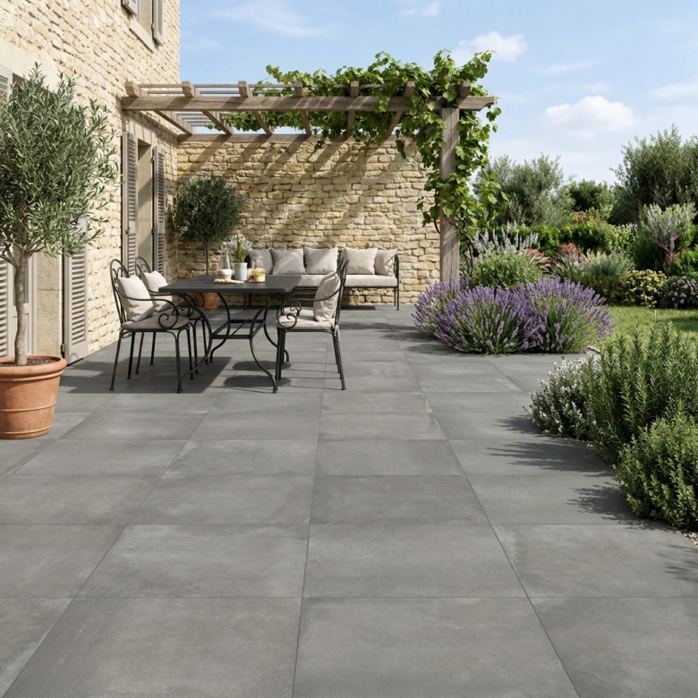 Carrelage sol extérieur moderne Black Moon Clay R11 60*60 cm
