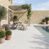Carrelage sol extérieur moderne Concretum blanc grisé R11 90x90 cm