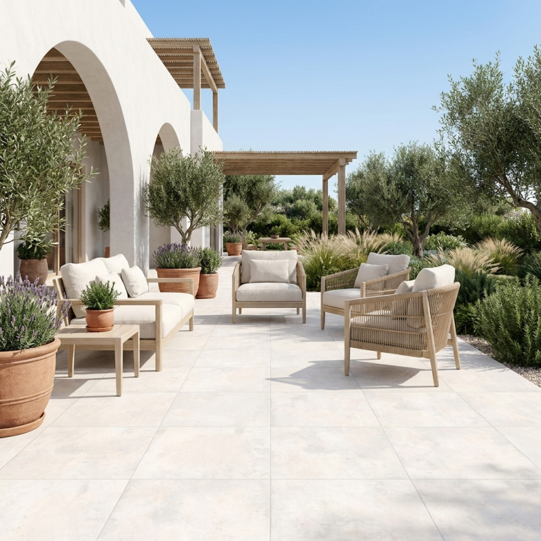 Carrelage sol extérieur Moderne Inédit blanc R11 60x60 cm