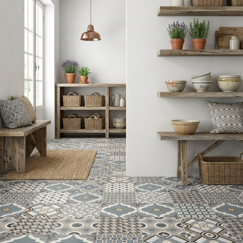 Carrelage sol effet carreaux de ciment Stella greco 60x60 cm