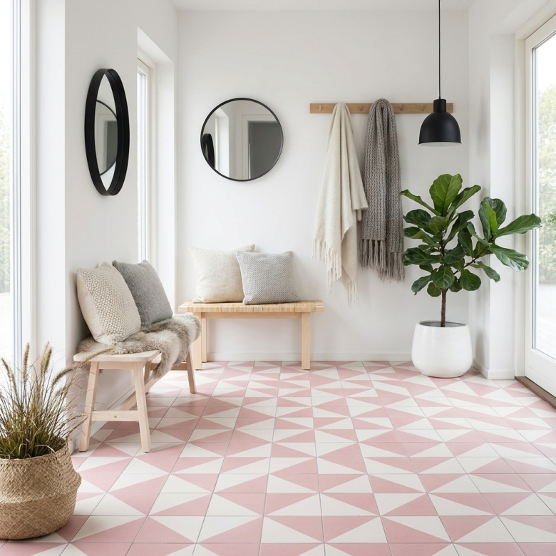 Carrelage sol effet carreaux de ciment Hercule Middle pink 20x20 cm