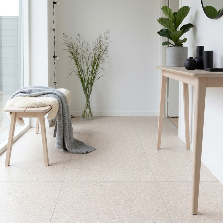 Carrelage effet Terrazzo Castello crème 90x90 cm