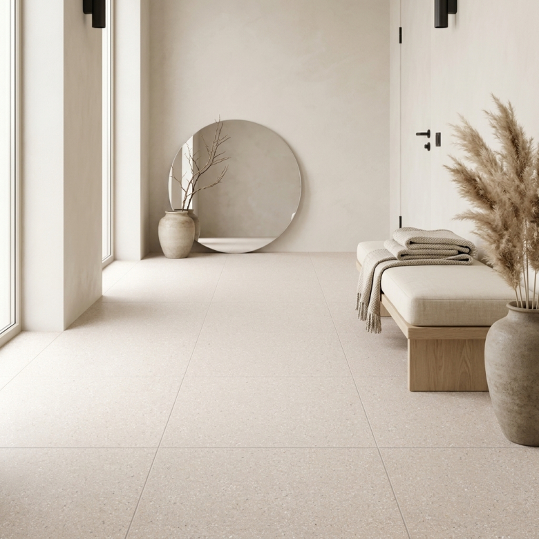 Carrelage effet Terrazzo Castello crème 60x60 cm